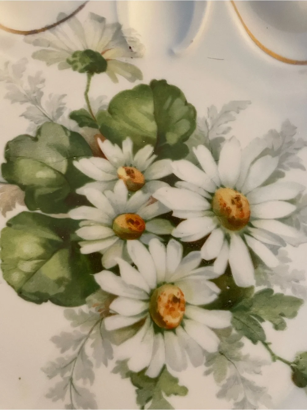 Antique German Porcelain Daisy Deep Serving Bowl 10.5” Marked Germany